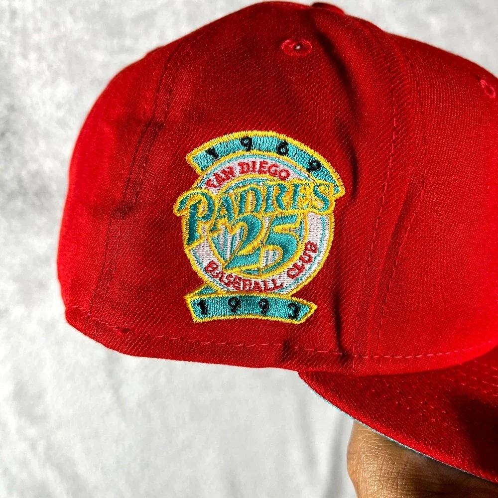 San Diego Padres 25th Anniversary Cap Mens 7.5 Red New Era 59Fifty Baseball MLB